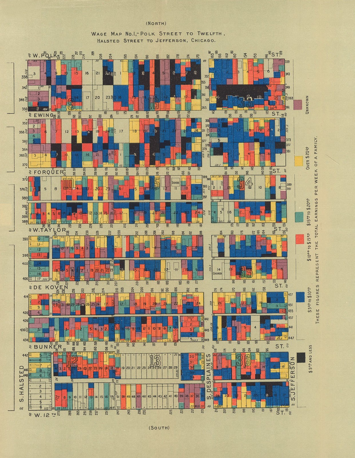 Фрагмент Hull House wages map
